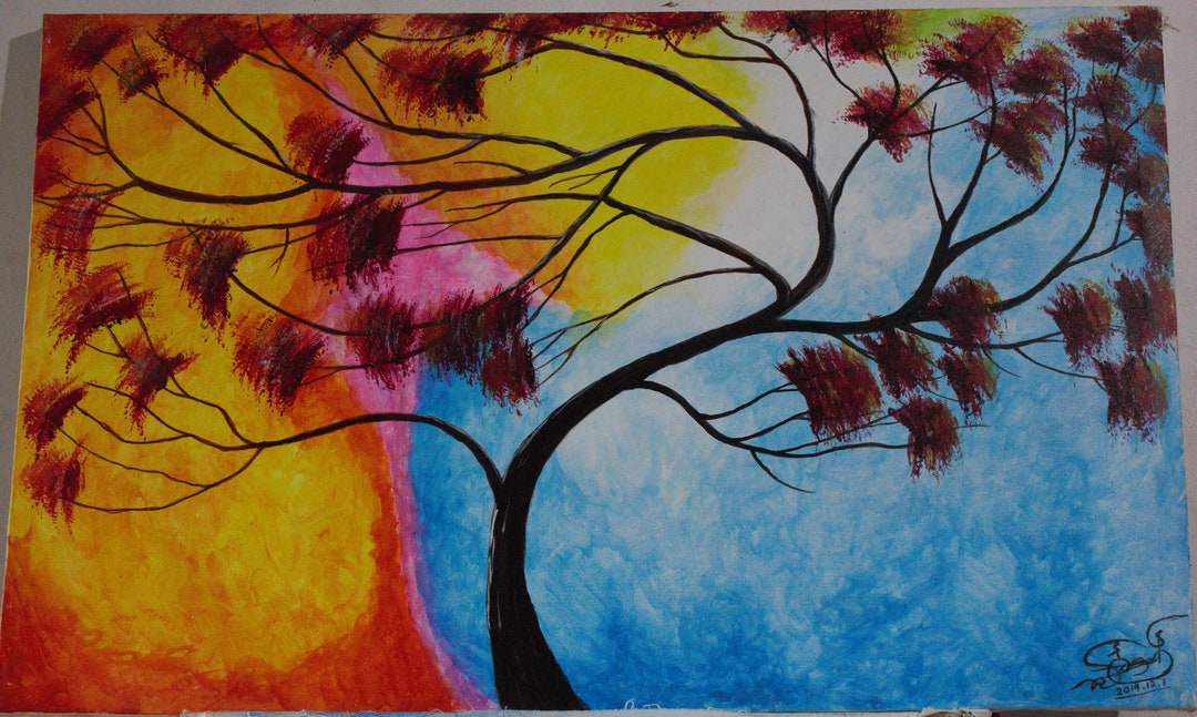 Handmade Canvas Oil & Fabric Wall Painting, Landscape Painting on