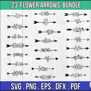 Vector Flower Arrows SVG Bundle for Cricut arrow flower designs for SVG cut files for flower arrow svg arrow flower png flower arrow dxf eps