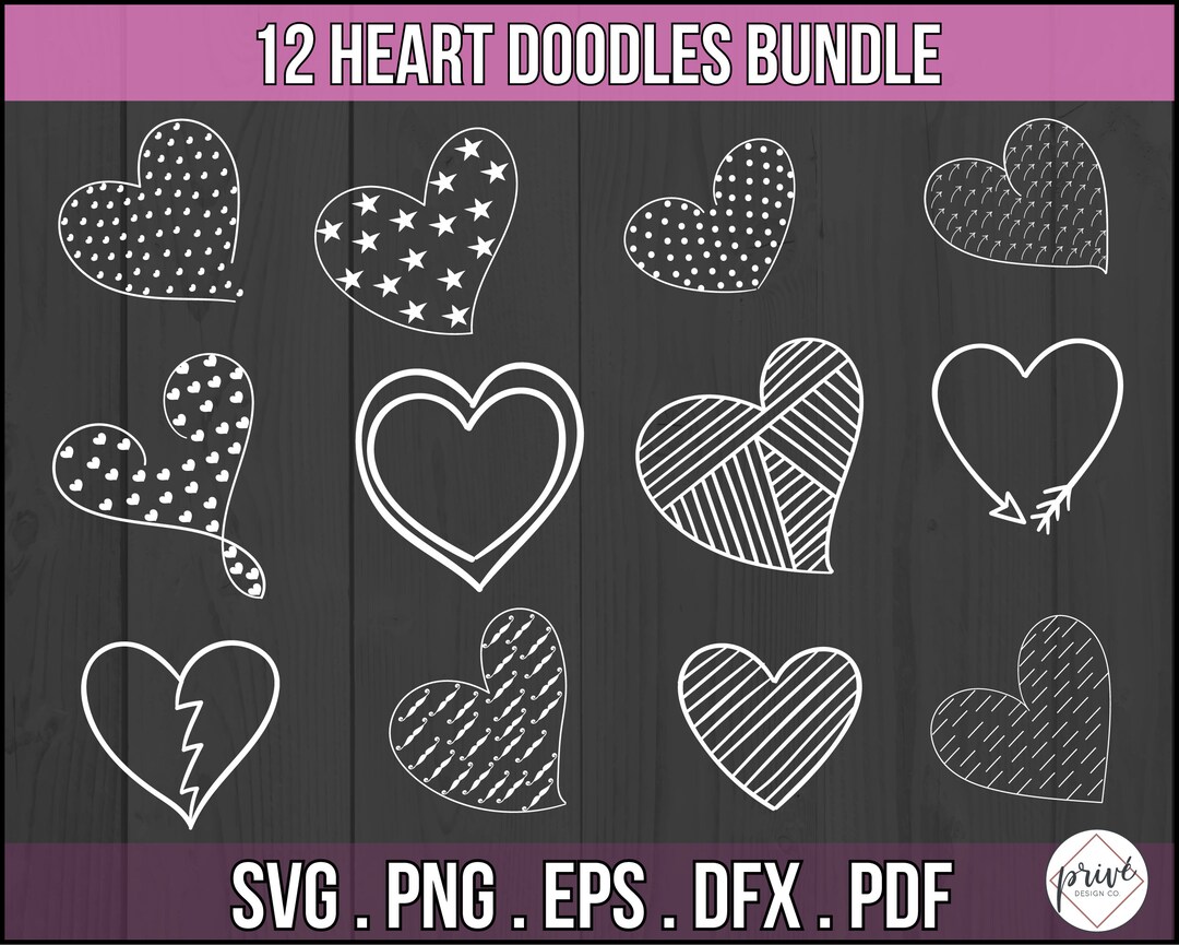 Heart Doodles SVG Bundle for Cricut Designs for Print on Demand Cricut ...