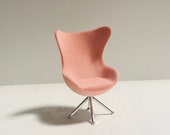 HOT 1 12 Scale Dollhouse Miniature Modern Velvet Egg Chair, 1 12 Dollhouse Midcentury Furniture Egg Chair