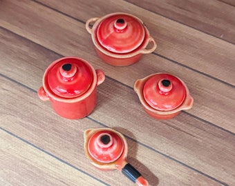 1:12 poppenhuis miniatuur keramische kookgerei - tomaatrood