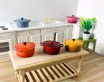 Dollhouse Miniature MAGNETIC &quot;Cast Iron&quot; Pot & Teapot , Magnetic Refrigerator Imitative Cooking Pan