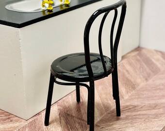 1:12 Scale Miniature Black Metal Dollhouse Chair