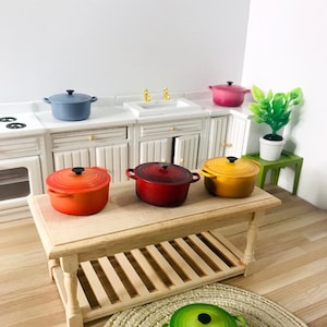 Dollhouse Miniature MAGNETIC &quot;Cast Iron&quot; Pot & Teapot , Magnetic Refrigerator Imitative Cooking Pan