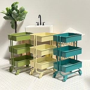 1:6 Scale Miniature Steel Utility Cart Multicolour, 1/6 Miniature 12 Inches Doll Furniture Storage Accessories