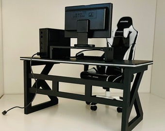 1:12 Scale Dollhouse Modern Designer Style Gaming Computer Table, 1/12 Dollhouse Furniture Office Desk