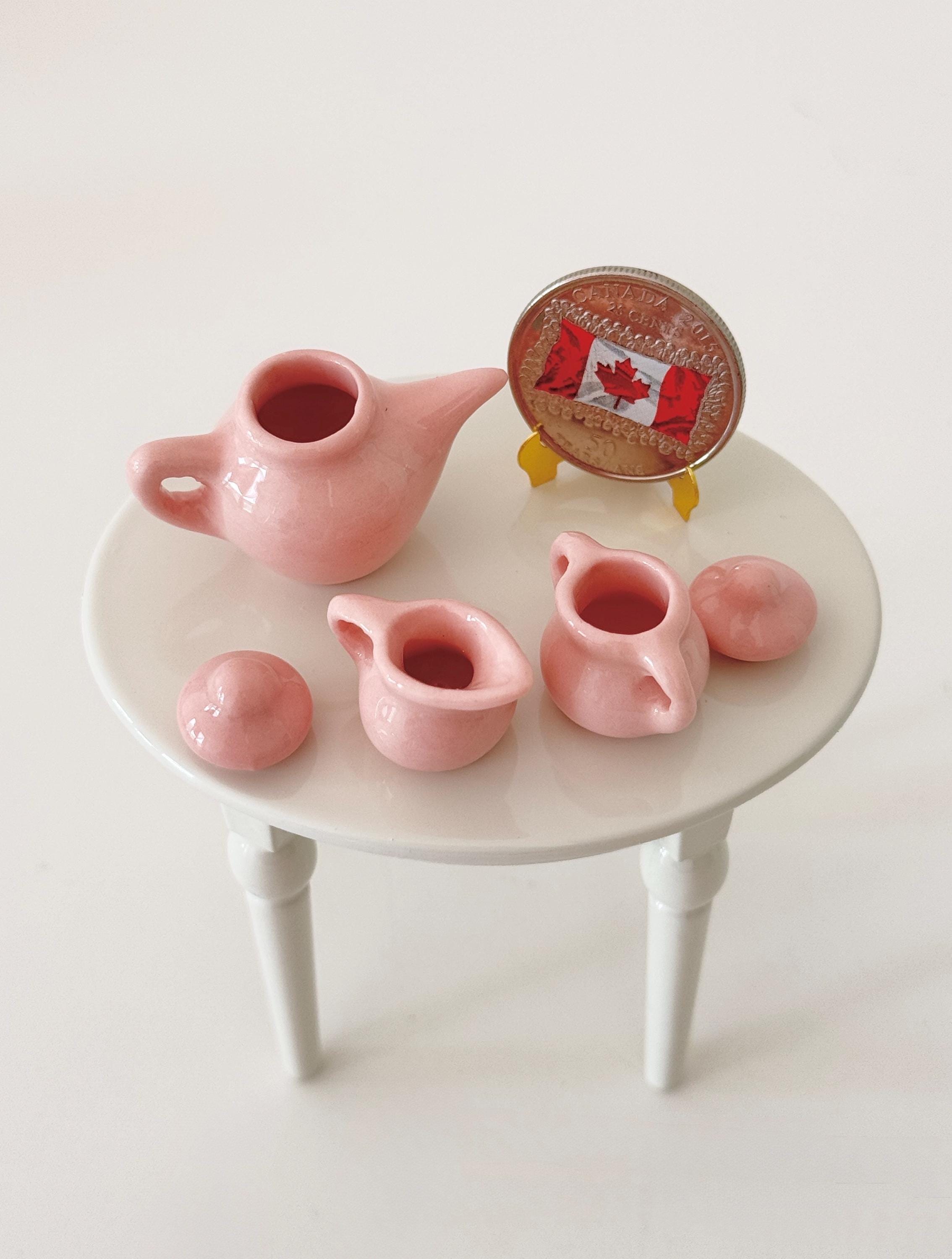 1/12スケール ドールハウス ミニチュア 3点セット 磁器製 ティーポット 