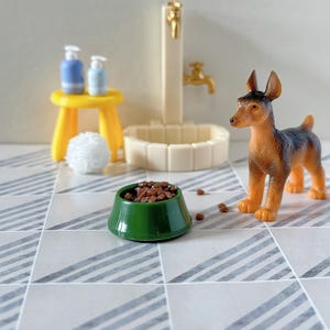 Clearance Sale-1:12 Scale Dollhouse Accessaries Miniature Pet Food Feeder Set, 1/12 Doll house Dog/Cat Bowl Set