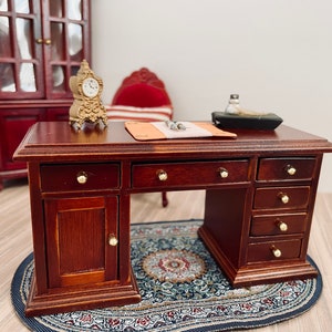 1:12 Scale Dollhouse Miniature Vintage Style Office Desk, 1/12 Dollhouse Furniture Secretary Table