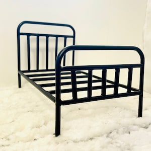 1:12 Scale Dollhouse Miniature Double/Queen Size Metal Bed Frame-Black, 1/12 Doll House Furniture Bedroom Double Bed