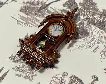 1:12 Dollhouse Miniature Grandfather Wall Standard Clock,1/12 Doll Accessories Retro Metal Clock