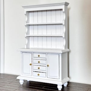 1:12 Scale Miniature White Dollhouse Bookcase Cabinet