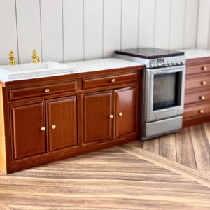 1:12 Scale Dollhouse Miniature Kitchen Oven W/Sink Vanity  3PC Set,  1/12 Doll Furniture Kitchen Drawer Vanity Sink Cabinet Set