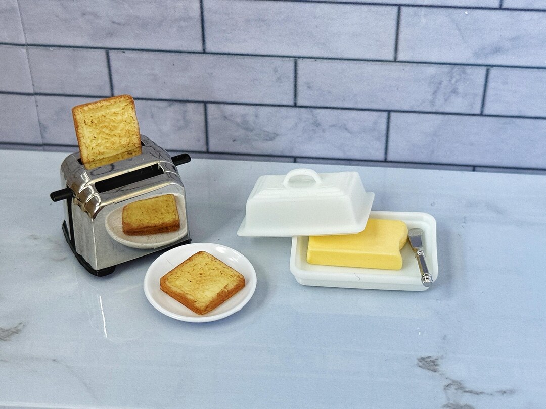 Toaster Storage Container 1:12 Scale Miniature Kitchen 7PC Toaster Butter Storage Box Knife Set ...