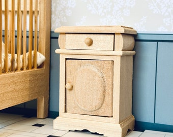 1:12 Scale Dollhouse Miniature DIY Unpainted Side End Table, 1/12 Doll Furniture Nightstand