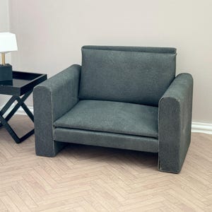 1/12 Scale Dollhouse Miniature Armchair Modern Faux Leather Sofa