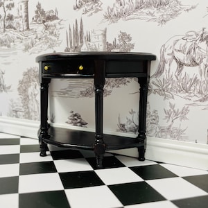 1:12 Scale Miniature Half Moon Console Table , 1/12 Dollhouse Furniture Display Living room Hallway Table Decorative Stand