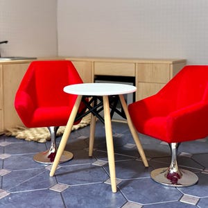 1:12 Scale Dollhouse Miniature Modern Velvet Swivel Chair, 1/12 Doll house Midcentury Furniture Swivel Chair