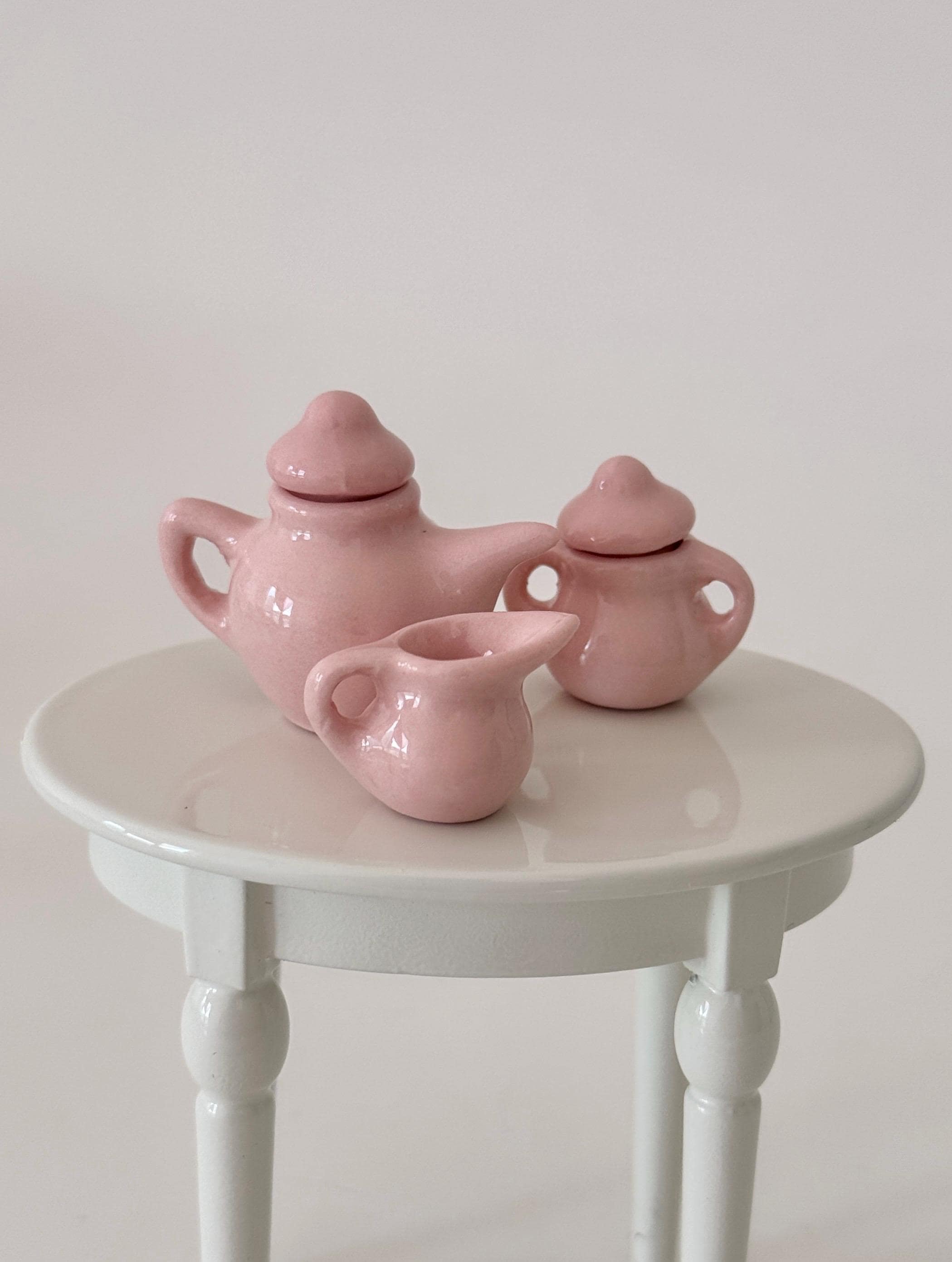 1/12スケール ドールハウス ミニチュア 3点セット 磁器製 ティーポット 