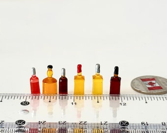 1:24 Miniature Dollhouse 6PC Liquor Bottles Set , 1/24 Dollhouse Diorama Bar Decor Alcohol Collection