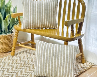 1:12 Scale Miniature Windsor Back Double Seat Chair-Wood, 1/12 Dollhouse Furniture Dining Chair