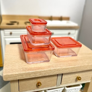 1:12 Puppenhaus Miniatur Zubehör 8PC Kunststoffbehälter W / Deckel - Rot, 1/12 Puppenküche Aufbewahrungsboxen