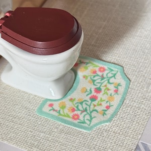1:12 Scale Miniature Washroom Toilet Rug, 1/12 Dollhouse Furniture Floor Carpet