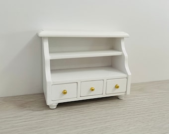 1:12 Dollhouse Miniature Wood  Low Cabinet W/ Drawers, 1/12 Doll Furniture Washroom Kitchen Room Storage Display