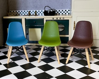 1:12 Scale Dollhouse Miniature Multicolours Accent Chair, 1/12 Doll house Midcentury Furniture Chair