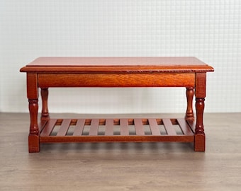 Mesa de preparación de cocina en miniatura para casa de muñecas, muebles de madera a escala 1/12