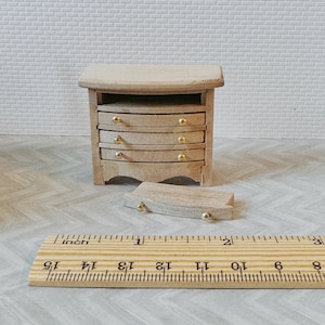 1:24 Scale Miniature DIY Unpainted 4-Drawer Dresser, 1/24 Dollhouse Furniture Bedroom Living room Drawers （Half Inch Scale）
