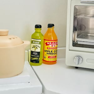 1:12 Scale Dollhouse Kitchen Miniature Apple Cider Vinegar Olive Oil Bottles
