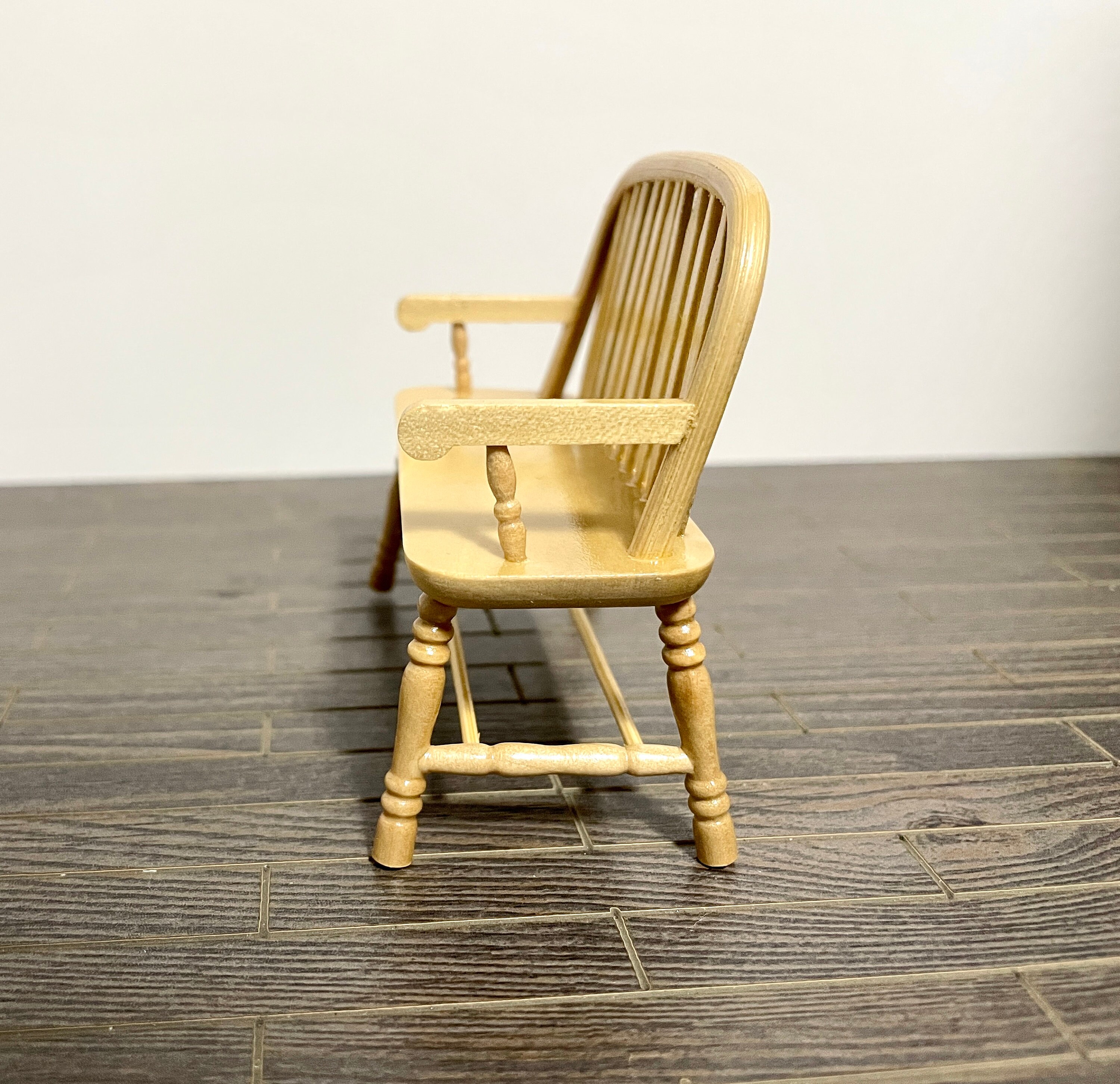1/12スケール ミニチュア ウィンザーバック ダブルシートチェア 木製