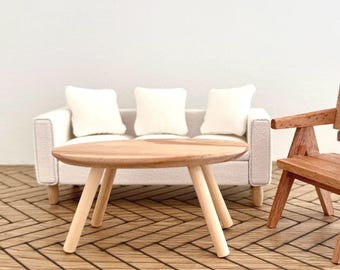 1:12 Scale Miniature Pinewood Coffee Table Kit,1/12 Dollhouse Living room Furniture Modern Table