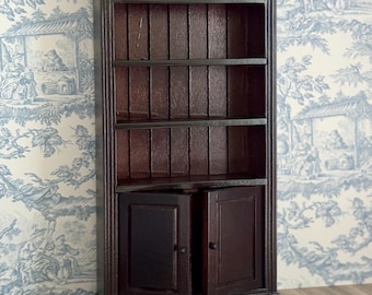 1:12 poppenhuis miniatuur donker mahonie boekenplank opslag vitrinekast, 1/12 poppenhuis meubels plank/kast/boekenkast