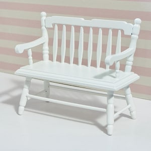 1:12 Scale Miniature Upholstery White Double Seater Chair, 1/12 Dollhouse Furniture Armchair