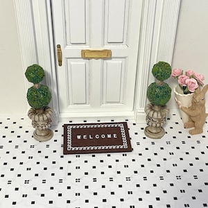 1:12 Scale Miniature “WELCOME” Rug-Brown, 1/12 Dollhouse Furniture Door Mat/Carpet