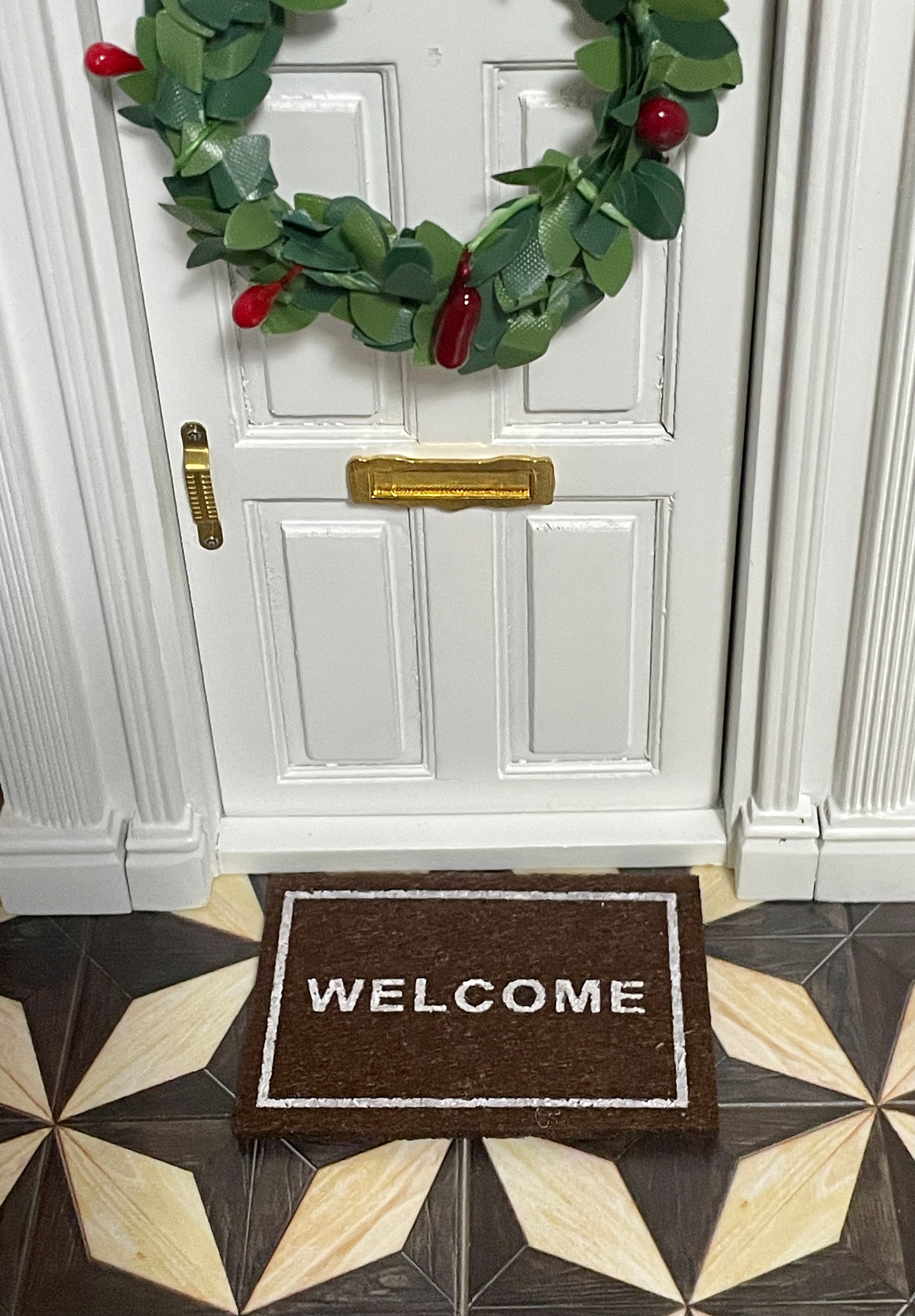 1:12 Scale Miniature “WELCOME” Rug-brown, 1/12 Dollhouse Furniture Door ...