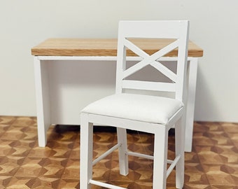 1:12 Scale Dollhouse Miniature Wooden Kitchen Island High Chair ,1/12 Dollhouse Furniture Dining Bar Stool Chair