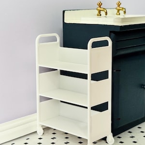 1:12 Scale Miniature Utility Carts-White, 1/12 Dollhouse Storage Shelves Rack (the wheels cannot move)