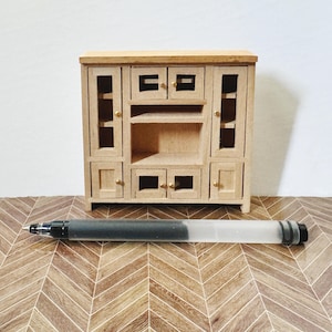 1:24 Scale Miniature DIY Unpainted Modern Wooden TV Stand Sideboard, 1/24 Dollhouse Furniture Living roomTV Cabinets