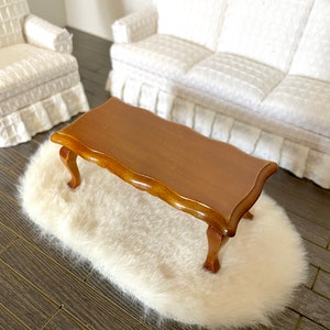 1:12 Poppenhuis Miniatuur Houten Coquille Trim Salontafel-Golden Peacan, 1/12 Poppenhuis Meubels Slaapkamer Bijzettafeltje