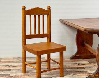 1:12 Scale Dollhouse Miniature Solid Wood Dining Chair, 1/12 Dollhouse Furniture Chair (1PC Chair Only 8.5cm/3.35 inches height)