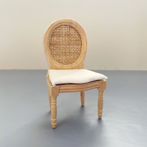 1:12 Scale Dollhouse Miniature Unpainted DIY Woven Rope Chair with Removable Seat, 1/12 Doll Furniture Dining Chair