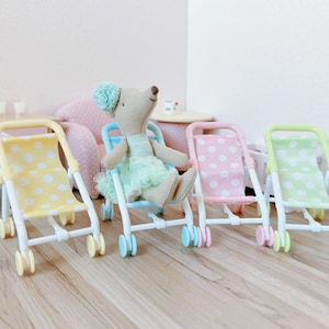 1:12スケール ドールハウス ミニチュア マルチカラー ベビーカー、1/12 ドールハウス アクセサリー 幼児用折りたたみカート