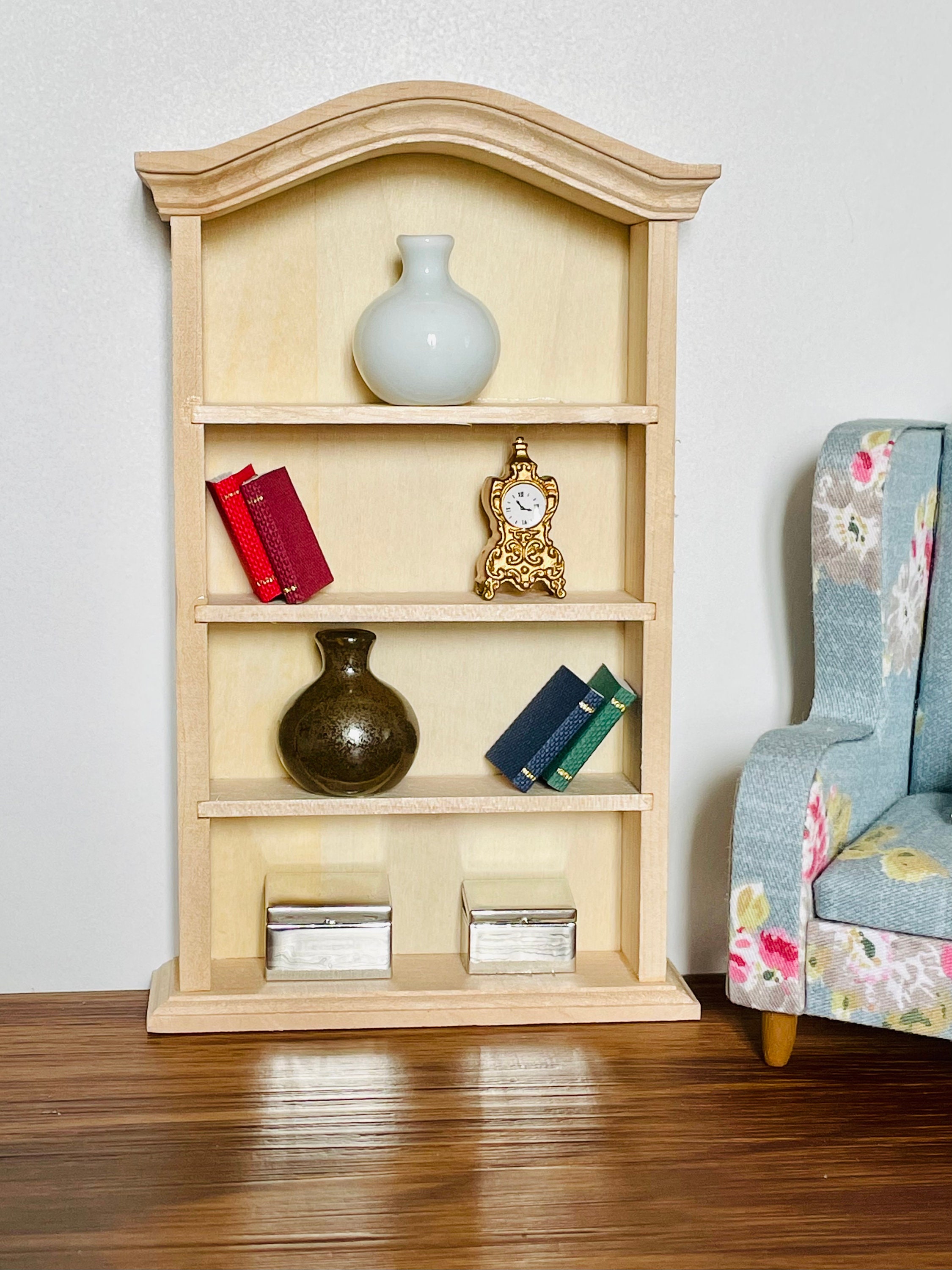 112 Scale Miniature DIY Unpainted Arch Top Bookcase W/4Tier Etsy