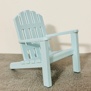 1:12 Scale Miniature Outdoor Patio Adirondack  Chair-Blue, 1/12 Dollhouse Furniture Wooden Outdoor Deck Beach Bear Armchair
