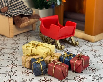 1:12 Scale "Miniature Festival" 7PC/5PC Christmas Wrapped Gift Boxes, 1/12 Dollhouse Holiday Presents (Cannot open)