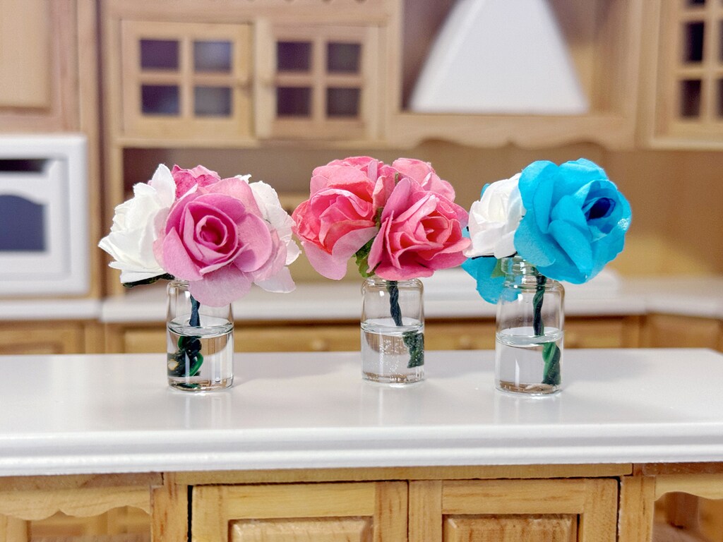 Mini Fiori Di Gelsomino In Vaso In Miniatura – Fatti A Mano Per Casa Delle Bambole Scala 1:6 1:8 – Accessorio Rosa