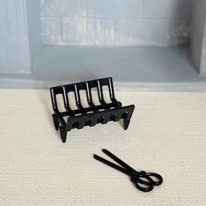 1/12 Scale Dollhouse Miniature Metal Accessories Firewood Rack and Tool Set